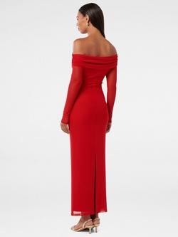 Forever New Minnie Mesh Bardot Midi Dress, Red - view 2, Red