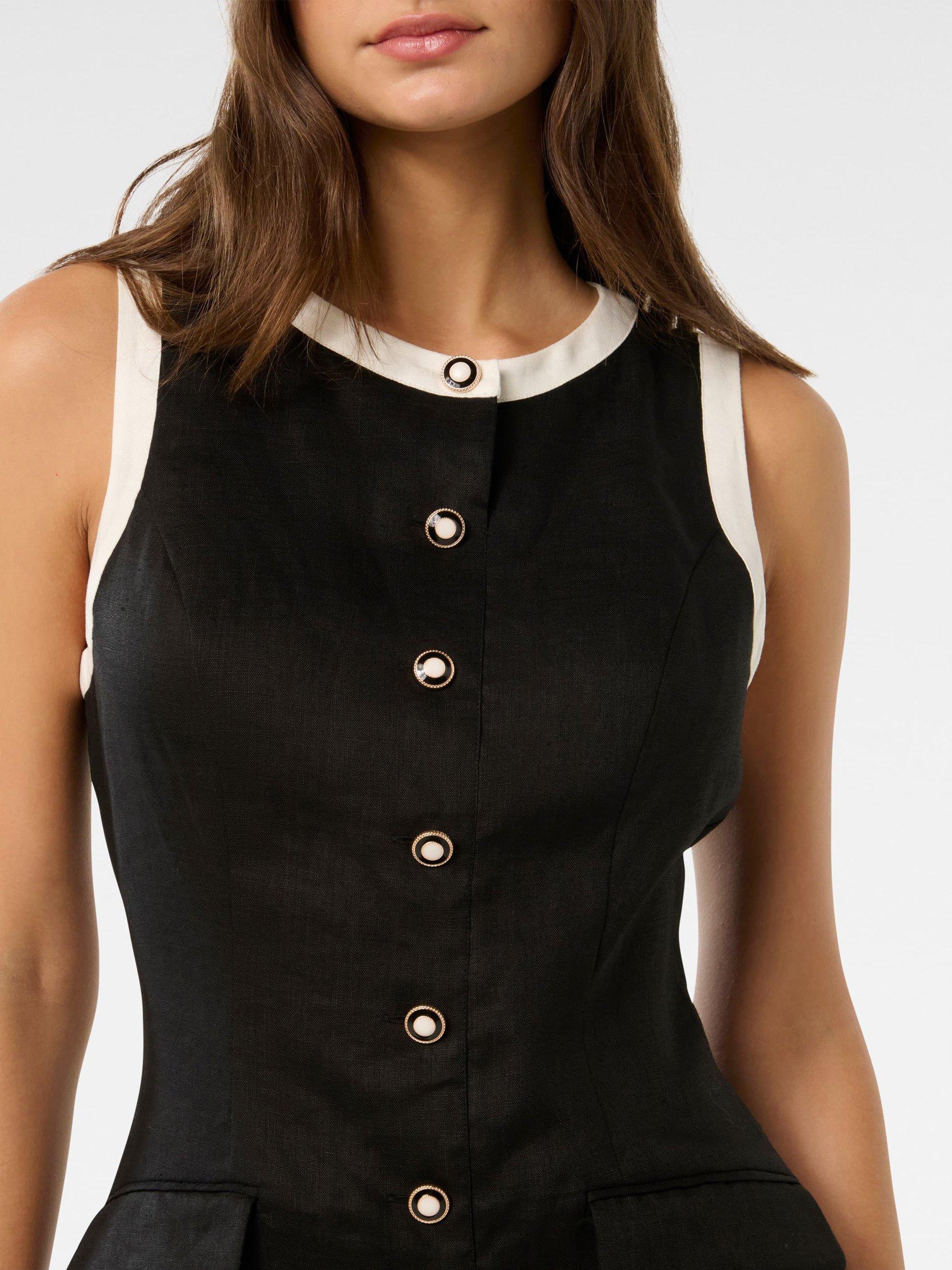Product image 4 of 5, which shows Forever New Montana Contrast Shift Mini Dress, Black/Porcelain, 4