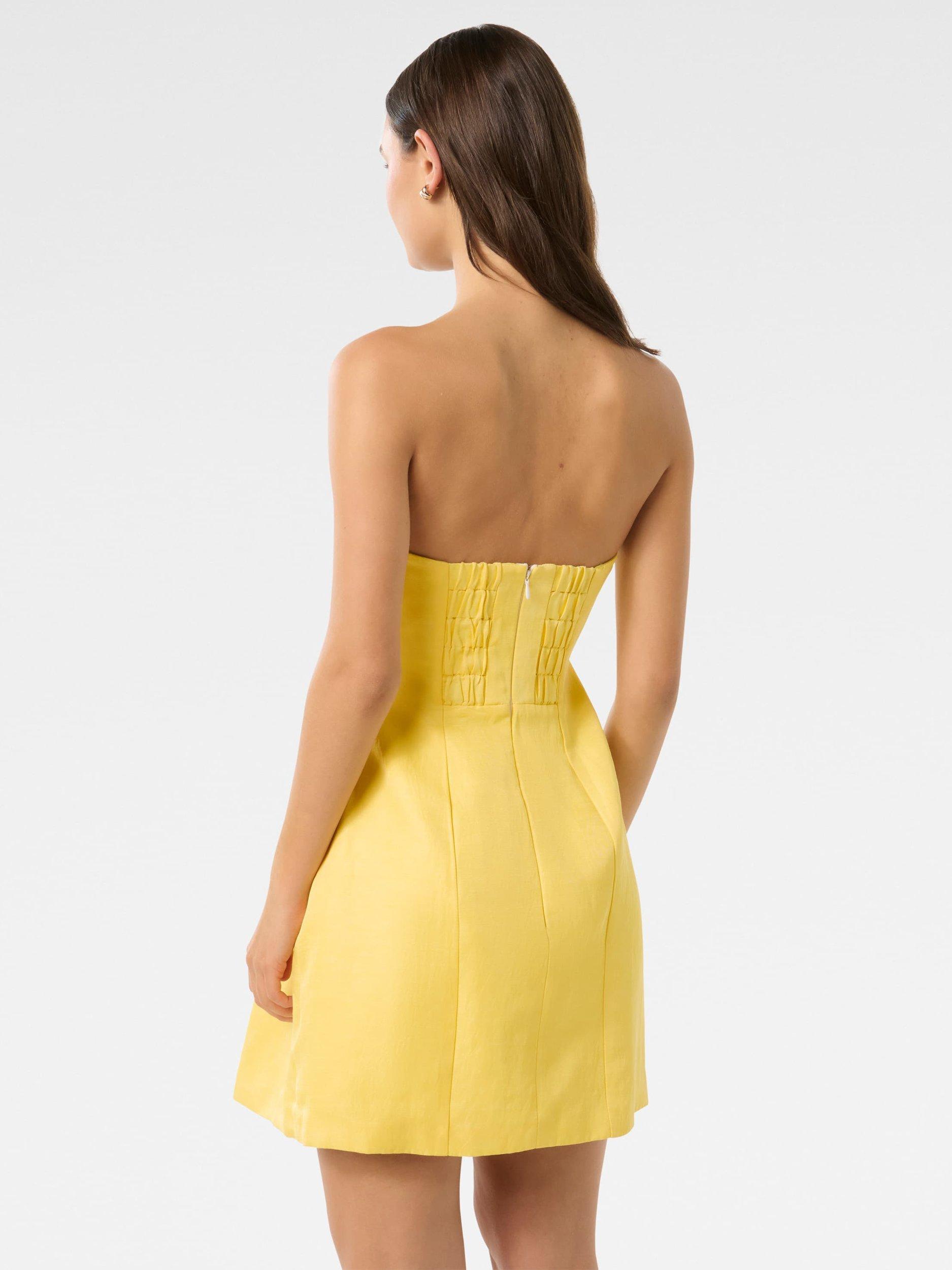 Product image 2 of 5, which shows Forever New Shayla Strapless Mini Dress, Aspen Gold, 4