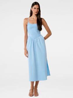 Forever New Dylan Shirred Cotton Midi Dress, Clear Day, Clear Day
