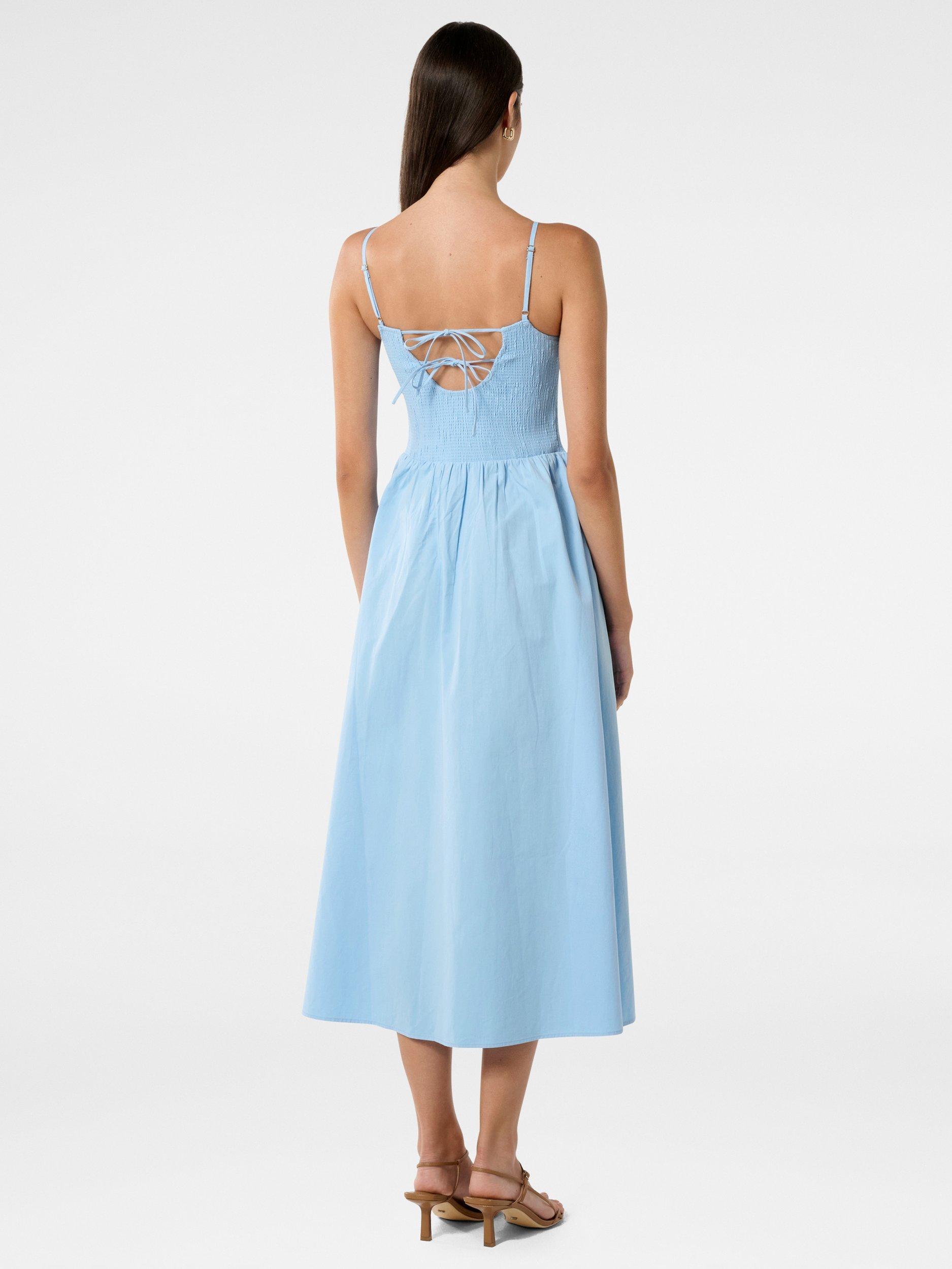 Product image 2 of 4, which shows Forever New Dylan Shirred Cotton Midi Dress, Clear Day, 4