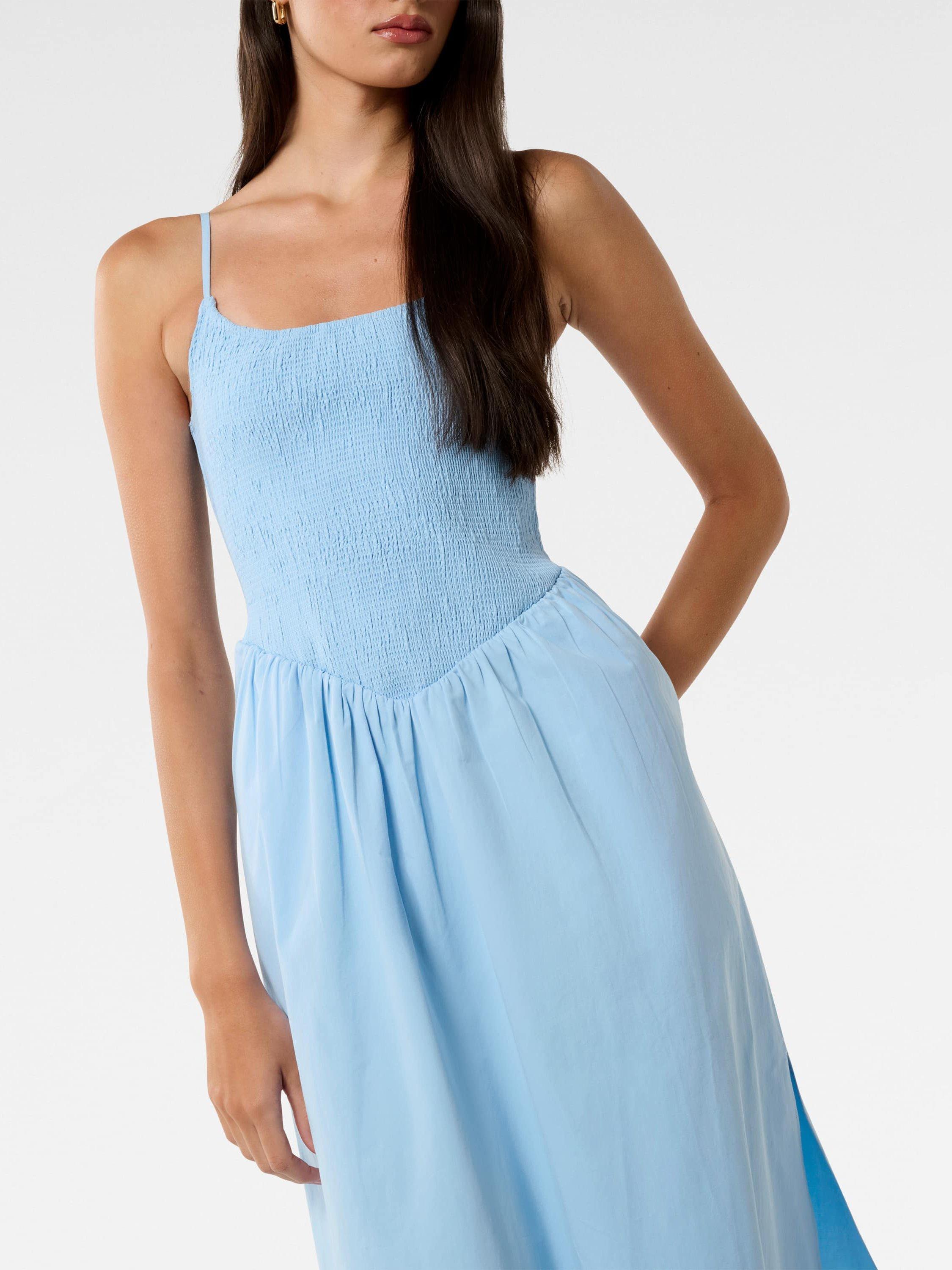 Product image 4 of 4, which shows Forever New Dylan Shirred Cotton Midi Dress, Clear Day, 4