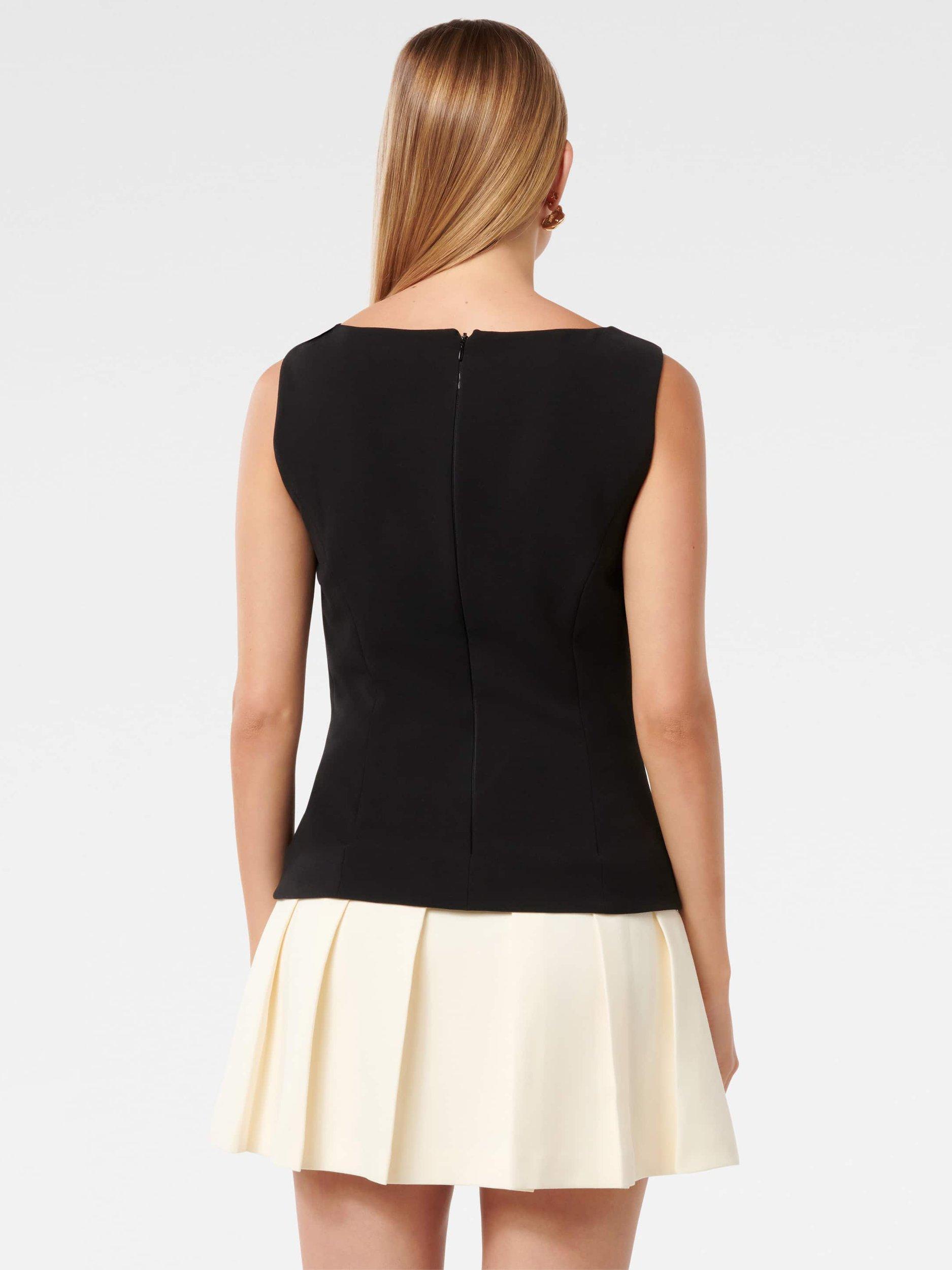Product image 2 of 5, which shows Forever New Zali Colour Block Mini Dress, Black/Cream, 4