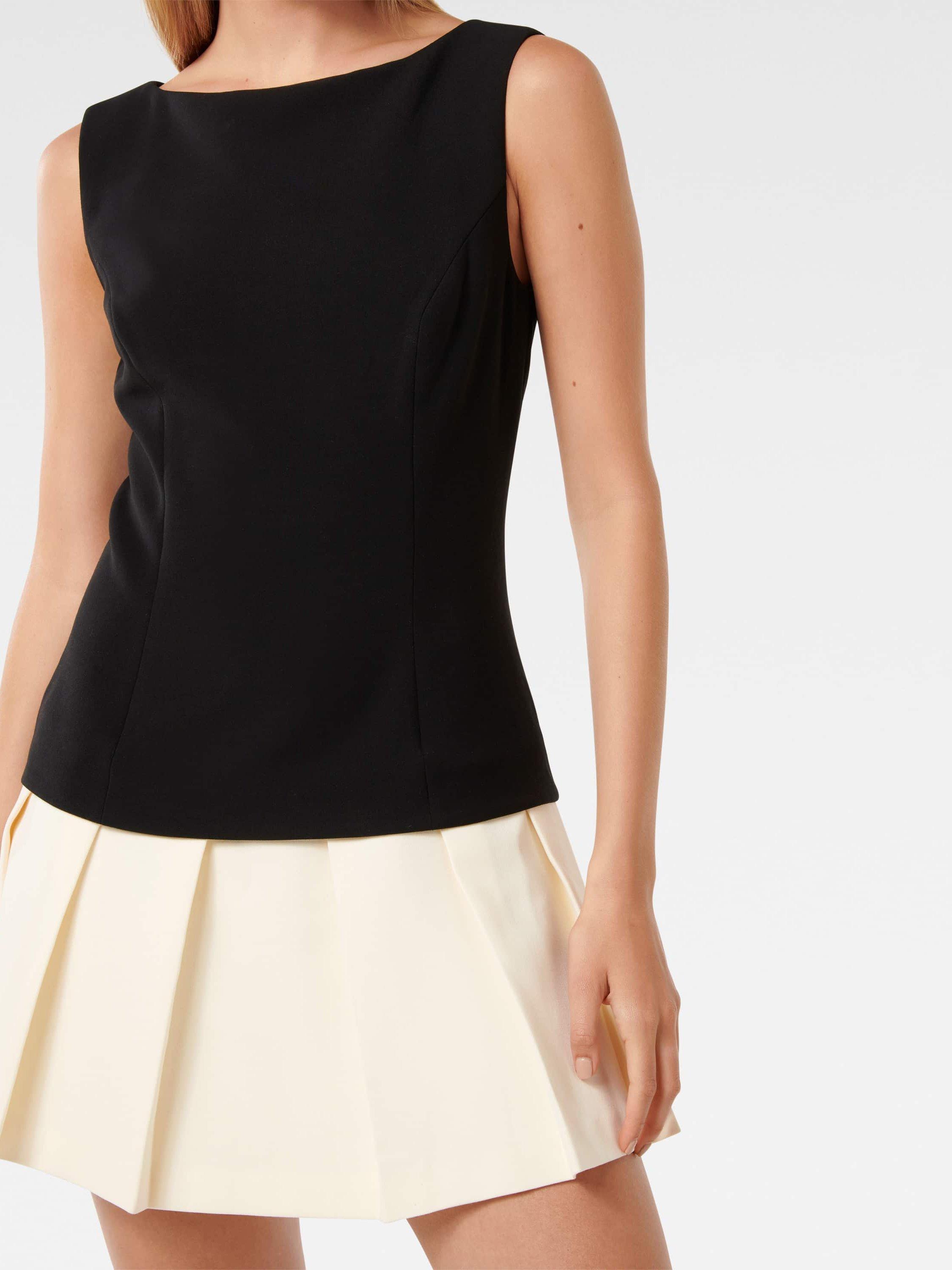 Product image 4 of 5, which shows Forever New Zali Colour Block Mini Dress, Black/Cream, 4