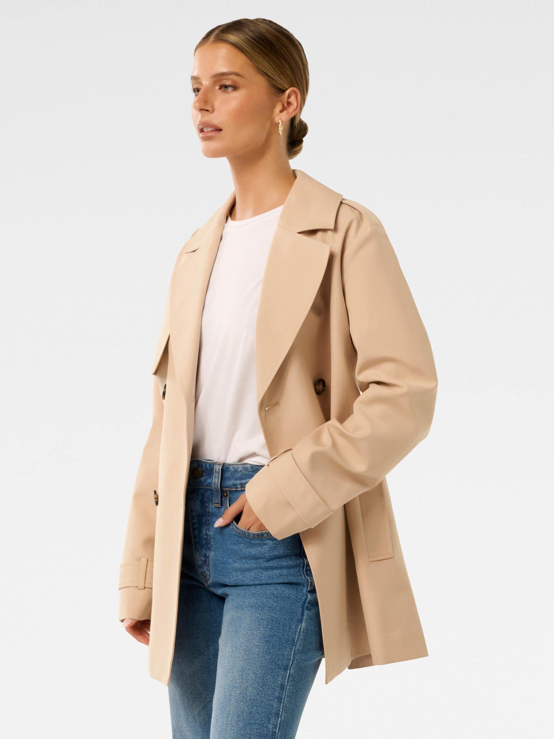 Product image 3 of 5, which shows Forever New Petite Rhea Water Resistant Trench Coat, Sand, 6