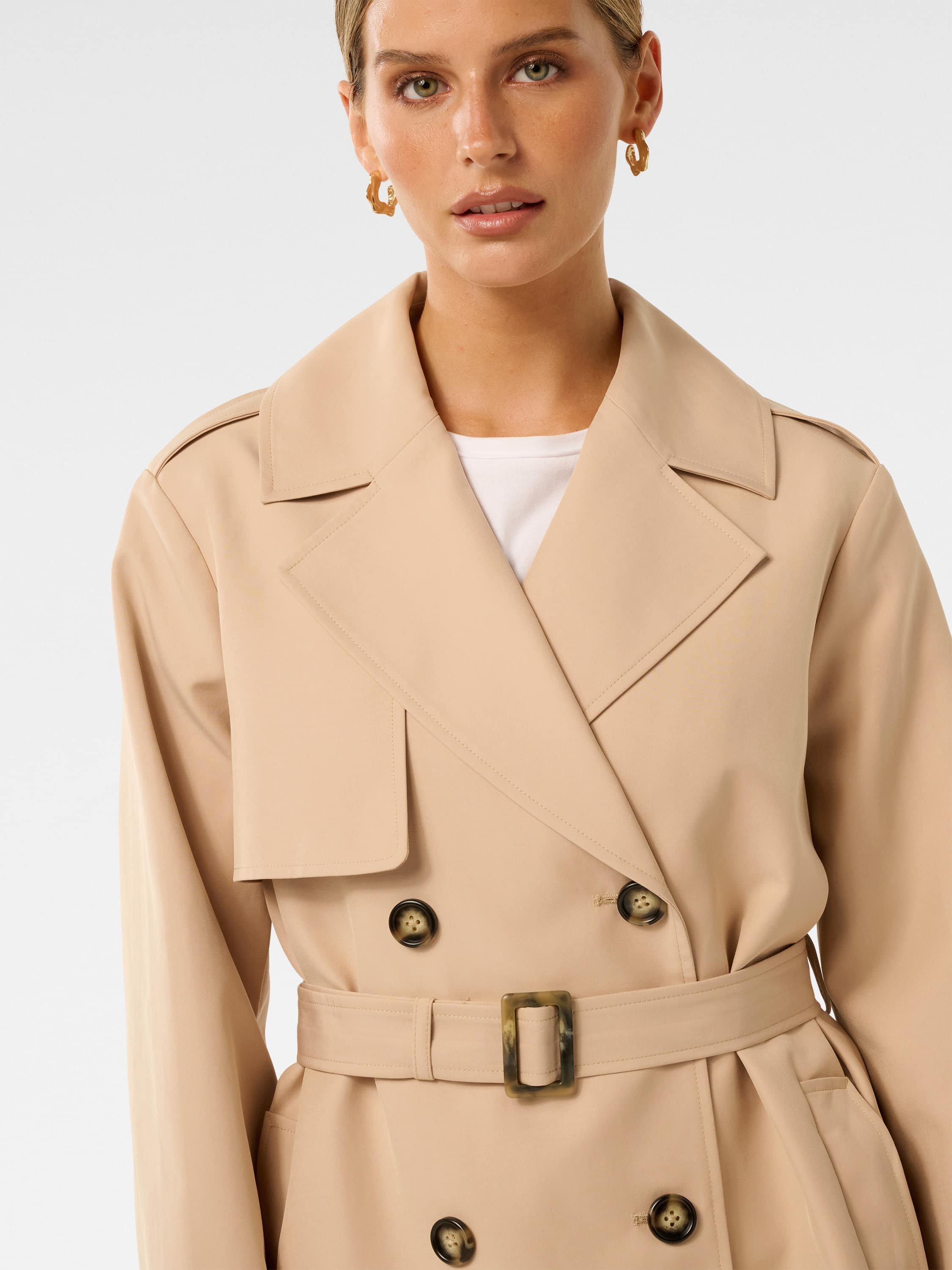 Product image 4 of 5, which shows Forever New Petite Rhea Water Resistant Trench Coat, Sand, 6
