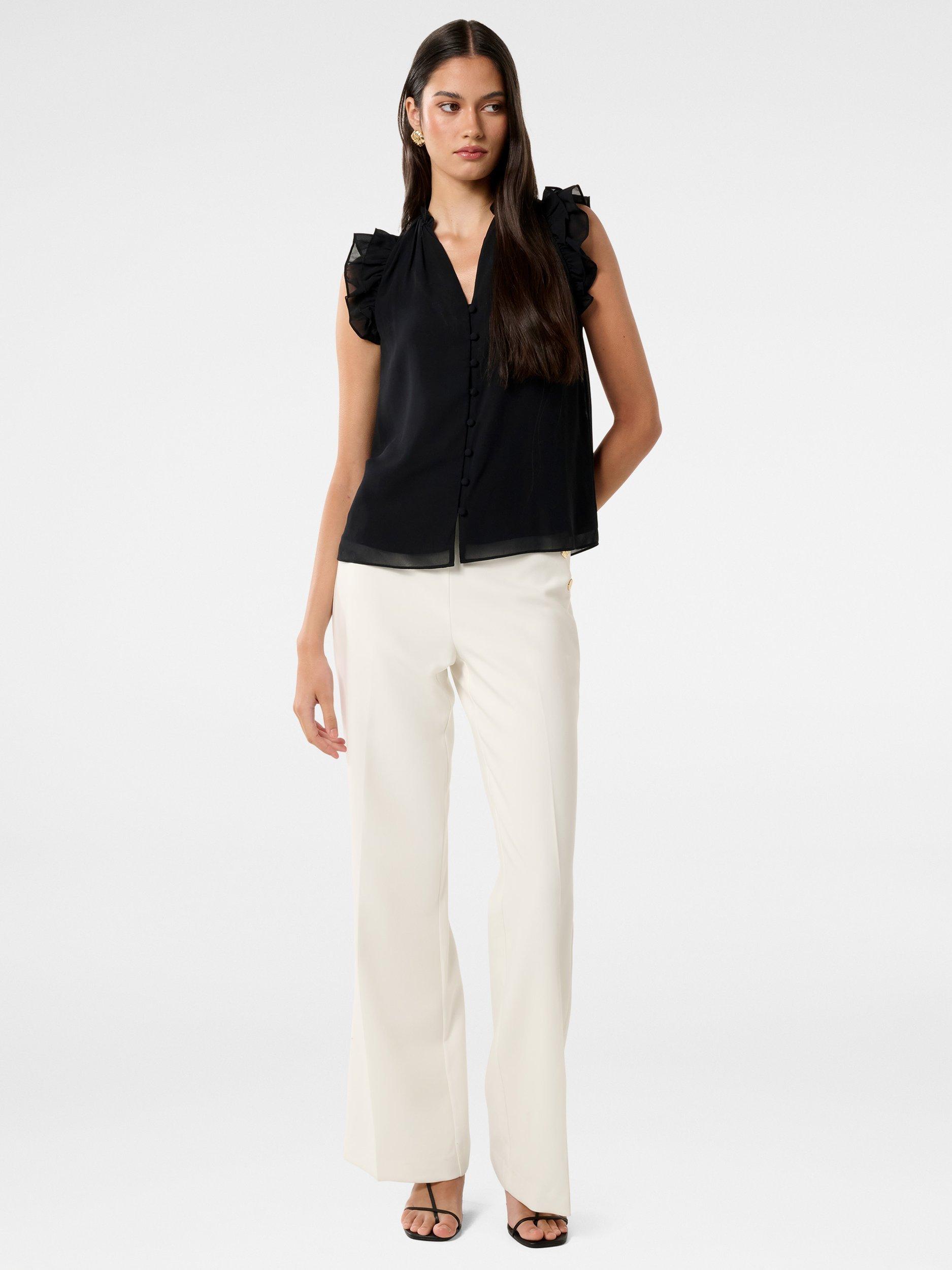 Product image 5 of 5, which shows Forever New Abigail Ruffle Blouse, Black, 4