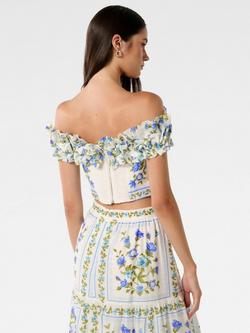 Forever New Cameron Off Shoulder Top, Blue/Multi - view 2, Blue/Multi