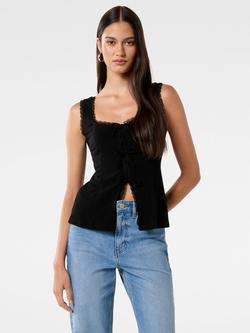 Forever New Connie Tie Up Front Top, Black, Black