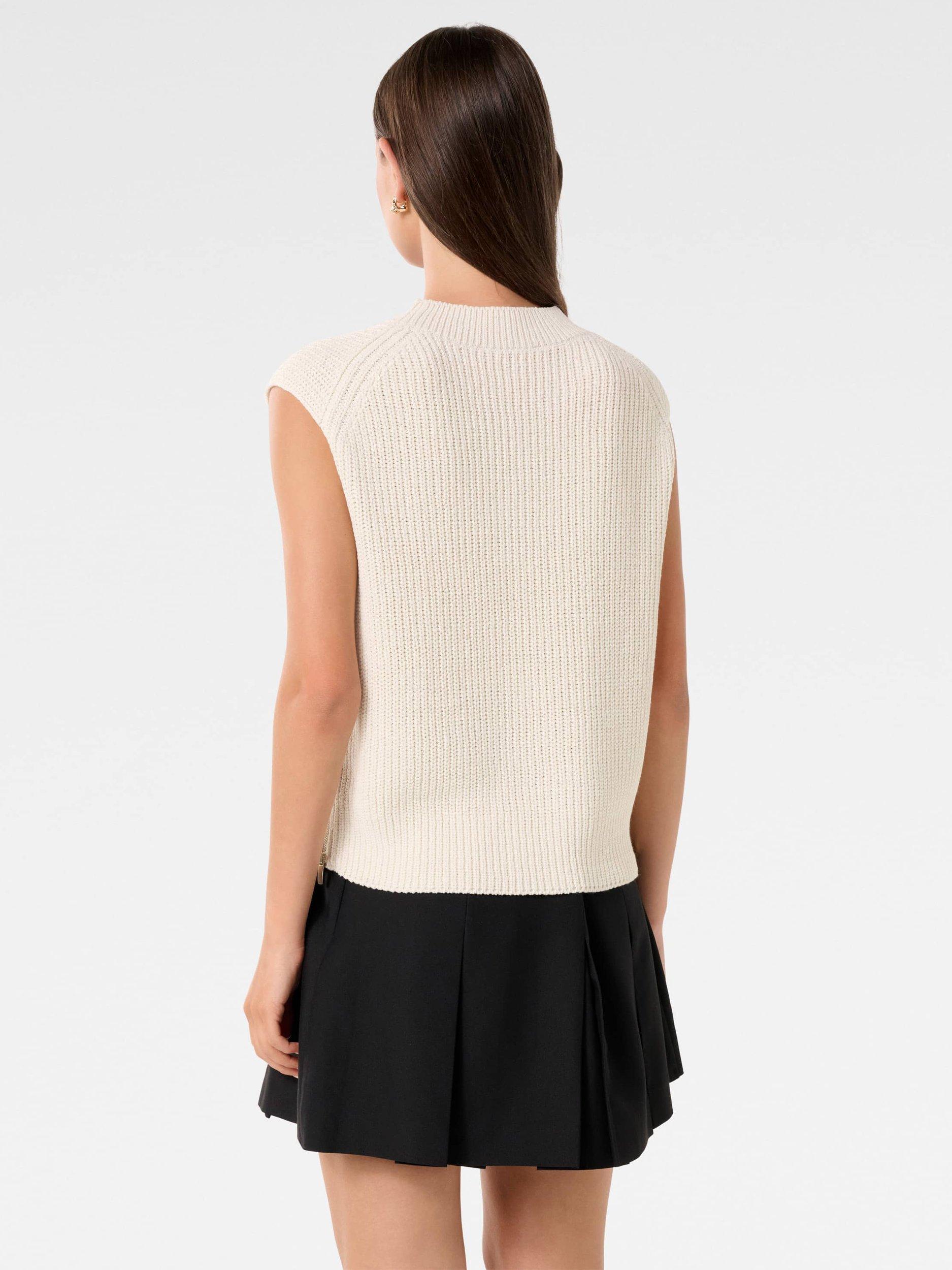 Product image 2 of 5, which shows Forever New Emily Zip Detail Knit Tank Top, Cream, L
