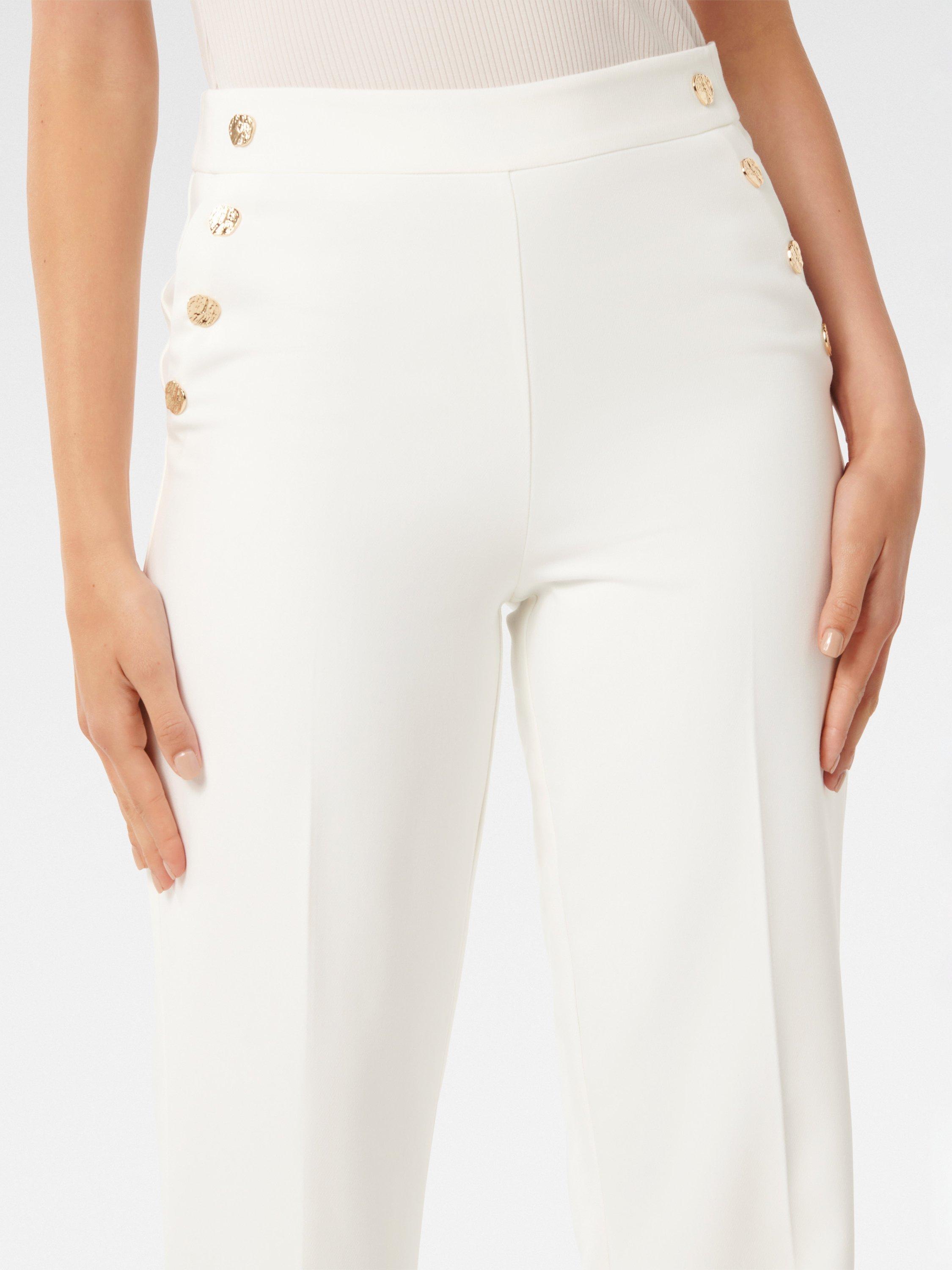 Product image 4 of 5, which shows Forever New Kehlani Button Detail Wide Leg Trousers, Porcelain, 4
