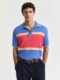 GANT Cotton Blend Regular Fit Colour Block Polo Shirt, Perfect Blue/Multi