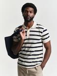 GANT Cotton Regular Fit Short Sleeve Striped Polo Shirt, Cream/Black