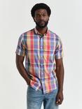 GANT Cotton Regular Fit Madras Check Shirt, Peachy Orange/Multi