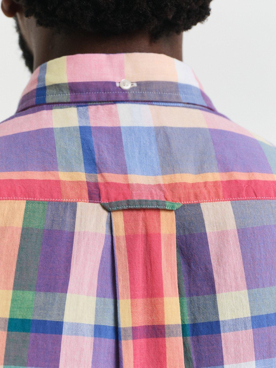 Product image 4 of 5, which shows GANT Cotton Regular Fit Madras Check Shirt, Peachy Orange/Multi, S
