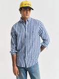 GANT Linen Blend Regular Fit Stripe Shirt, Rich Blue