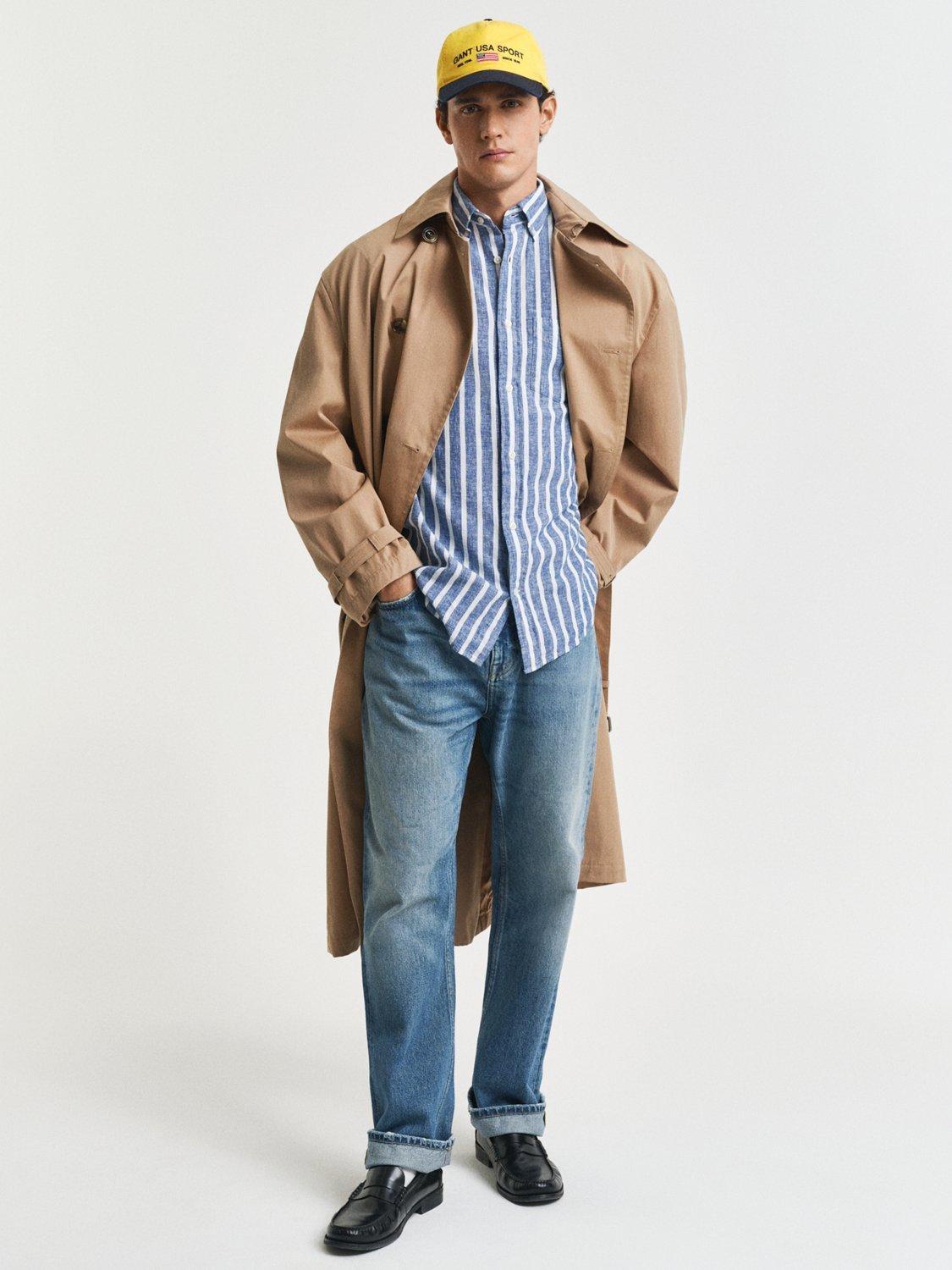 Product image 4 of 4, which shows GANT Linen Blend Regular Fit Stripe Shirt, Rich Blue, S