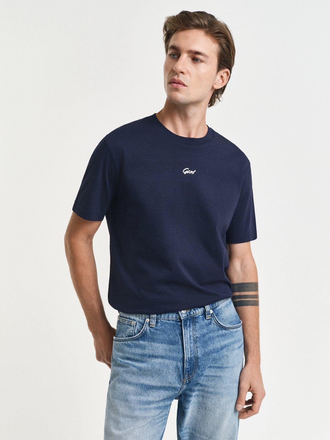 Product image 1 of 2, which shows GANT Graphic Logo Cotton T-Shirt, Evening Blue, S