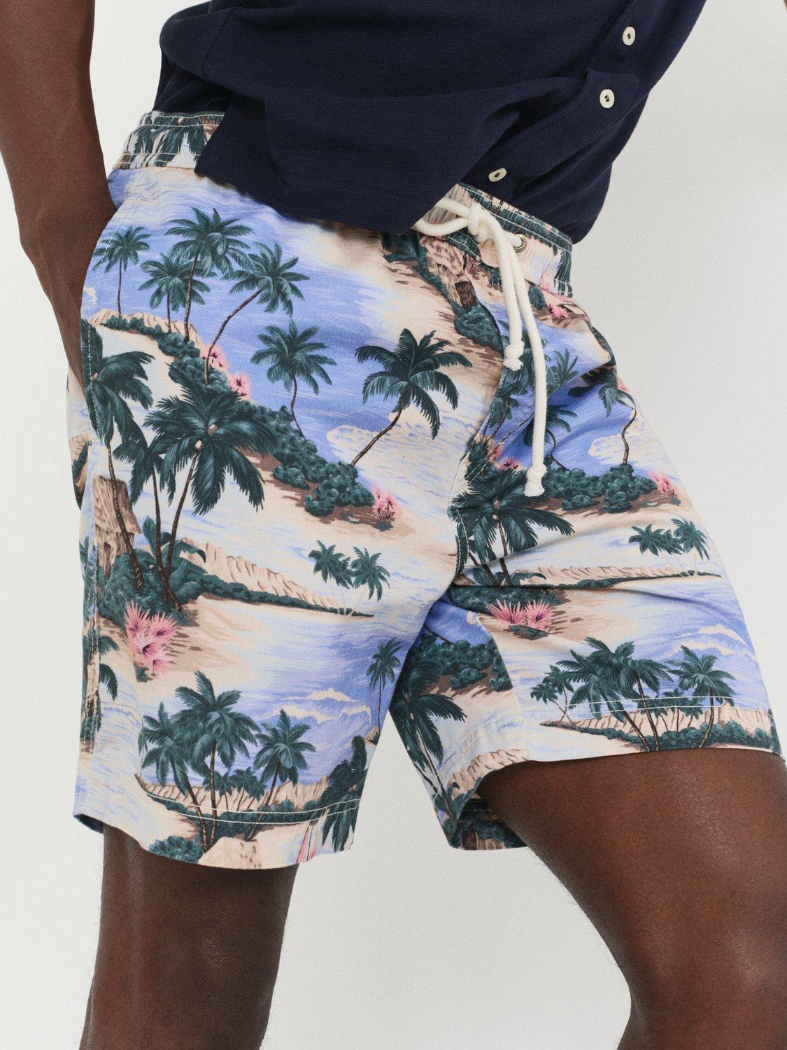 Product image 1 of 5, which shows GANT Cotton Twill Tropical Print Shorts, Perfect Blue, S