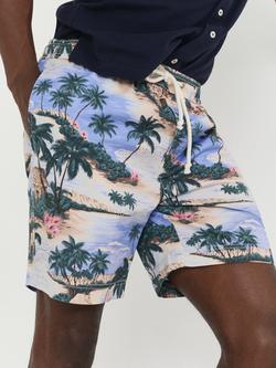 GANT Cotton Twill Tropical Print Shorts, Perfect Blue, Perfect Blue