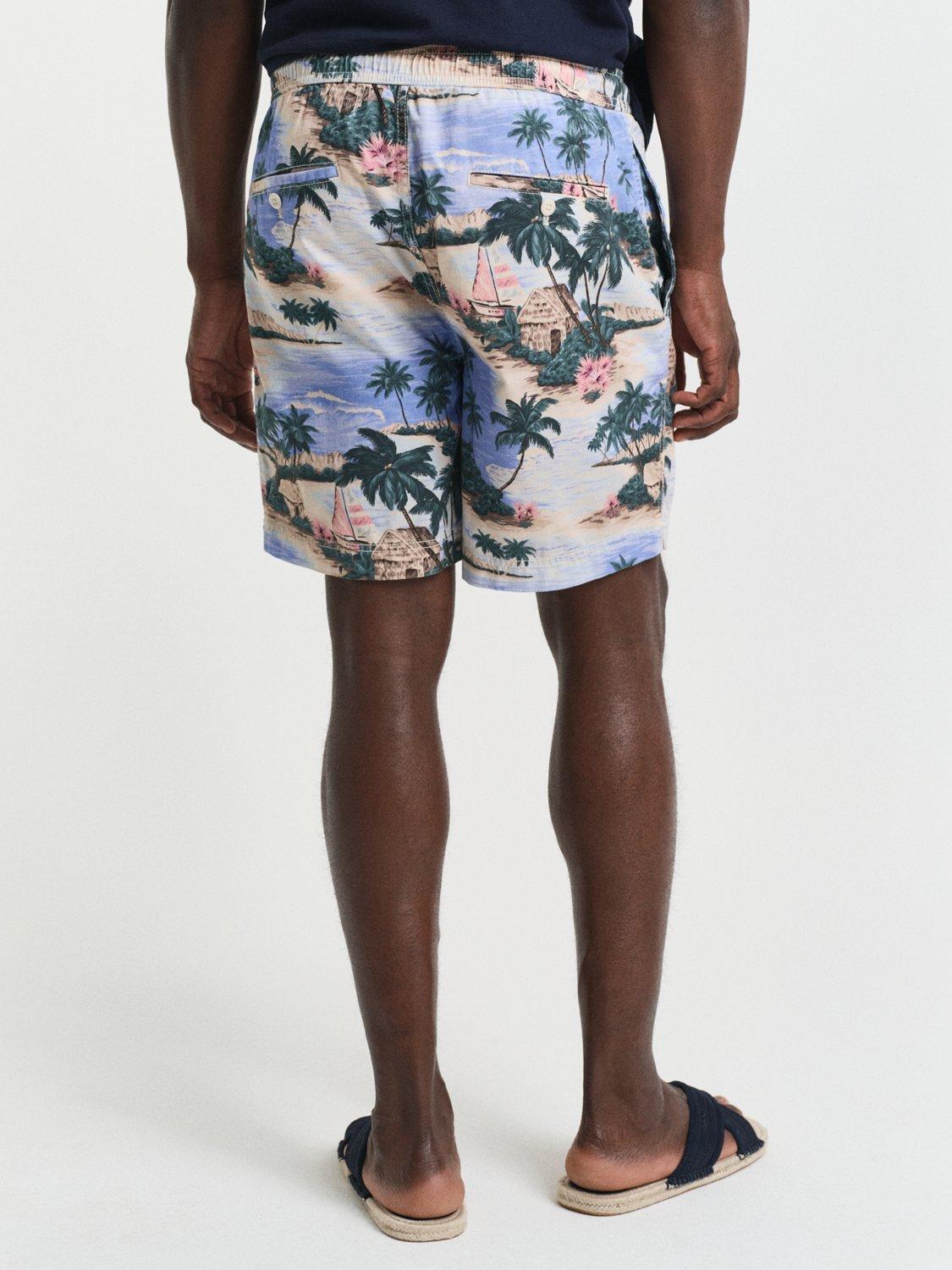Product image 3 of 5, which shows GANT Cotton Twill Tropical Print Shorts, Perfect Blue, S