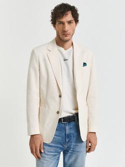 GANT Seersucker Slim Fit Suit Jacket, Cream, Cream