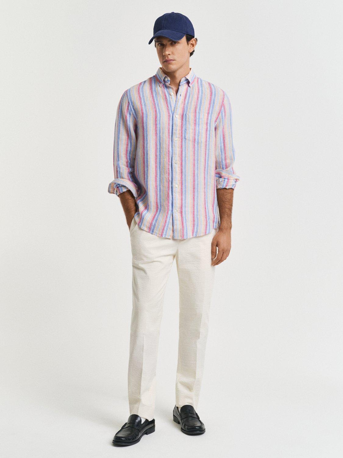 Product image 1 of 2, which shows GANT Seersucker Slim Fit Suit Trousers, Cream, 32R