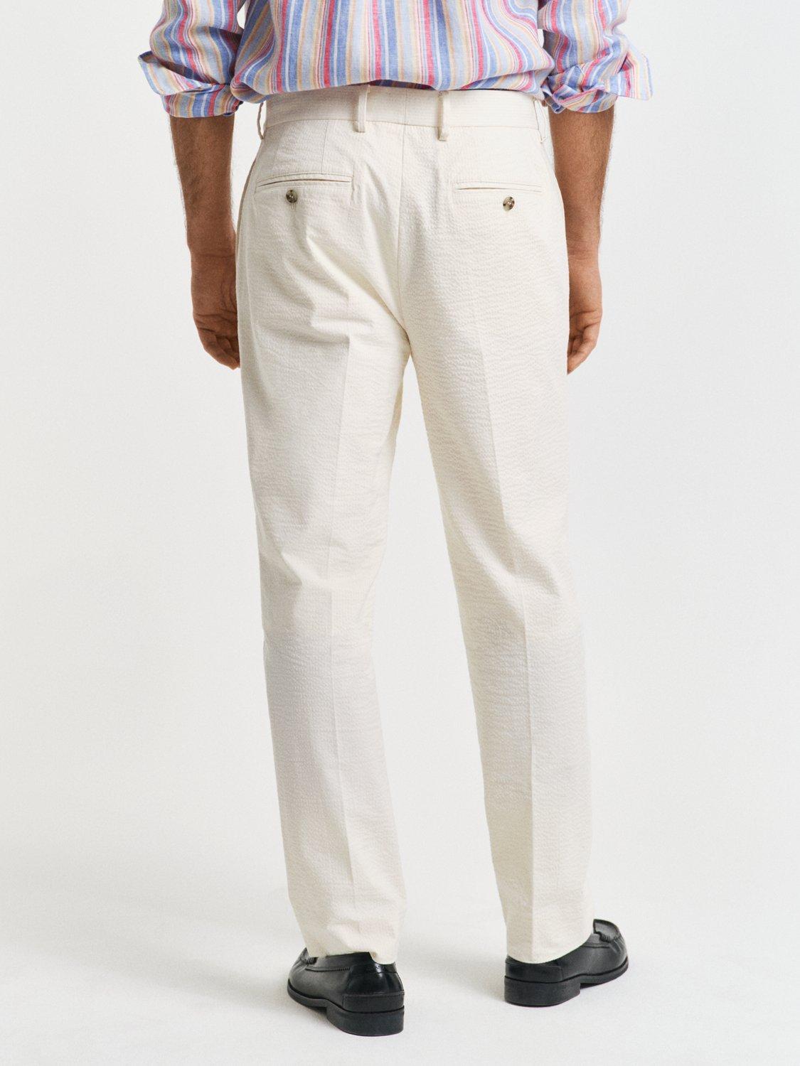 Product image 2 of 2, which shows GANT Seersucker Slim Fit Suit Trousers, Cream, 32R