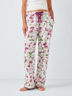 John Lewis Archive Poppy Pyjama Bottoms, Pink/Ivory, Pink/Ivory