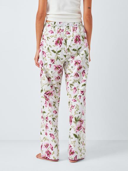 John Lewis Archive Poppy Pyjama Bottoms, Pink/Ivory - view 2, Pink/Ivory
