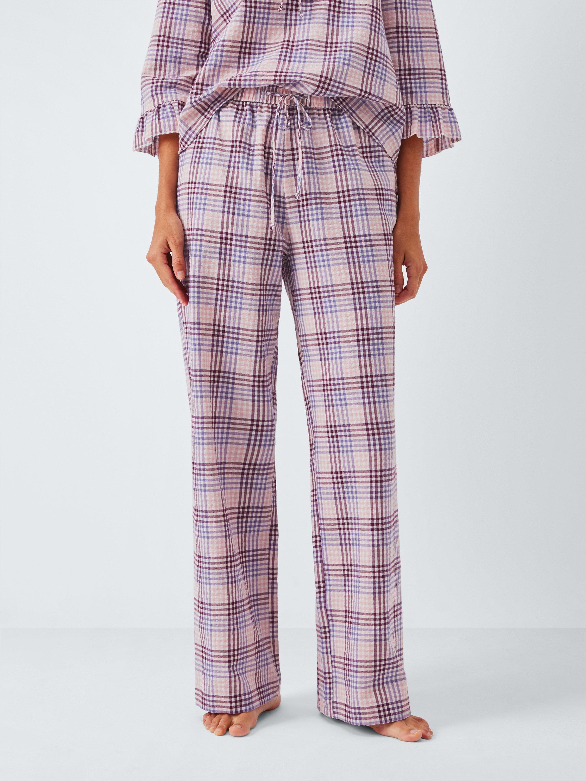 Product image 1 of 6, which shows John Lewis Gingham Pyjama Bottoms, Pink/Lilac, 8