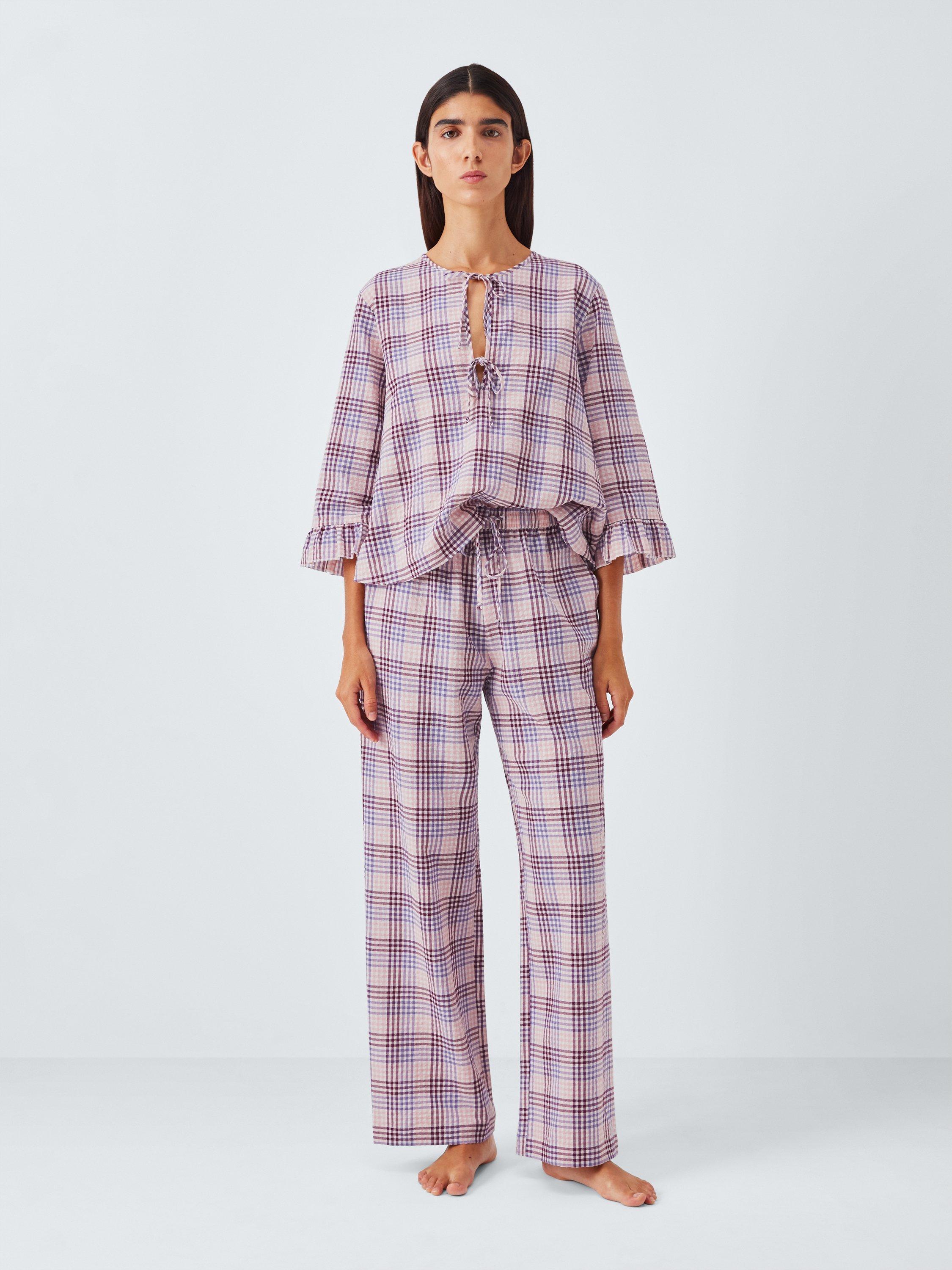 Product image 3 of 6, which shows John Lewis Gingham Pyjama Bottoms, Pink/Lilac, 8