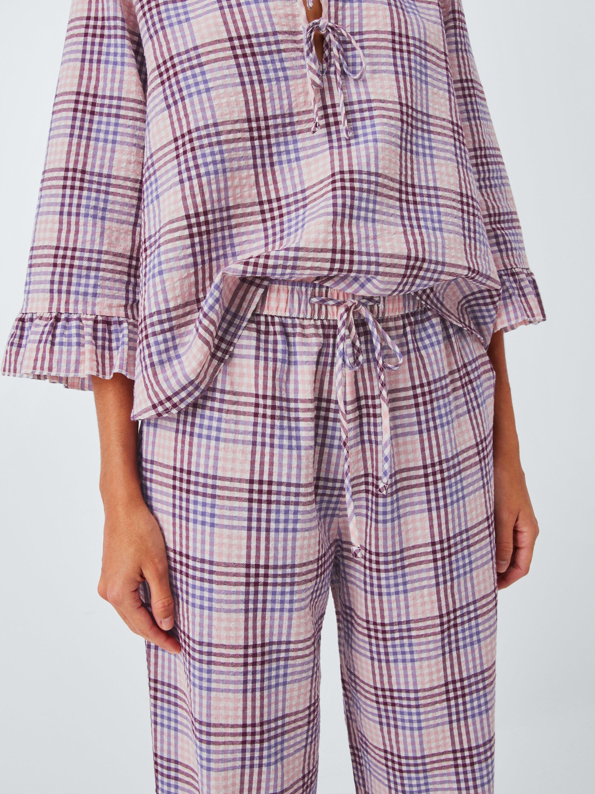 Product image 5 of 6, which shows John Lewis Gingham Pyjama Bottoms, Pink/Lilac, 8
