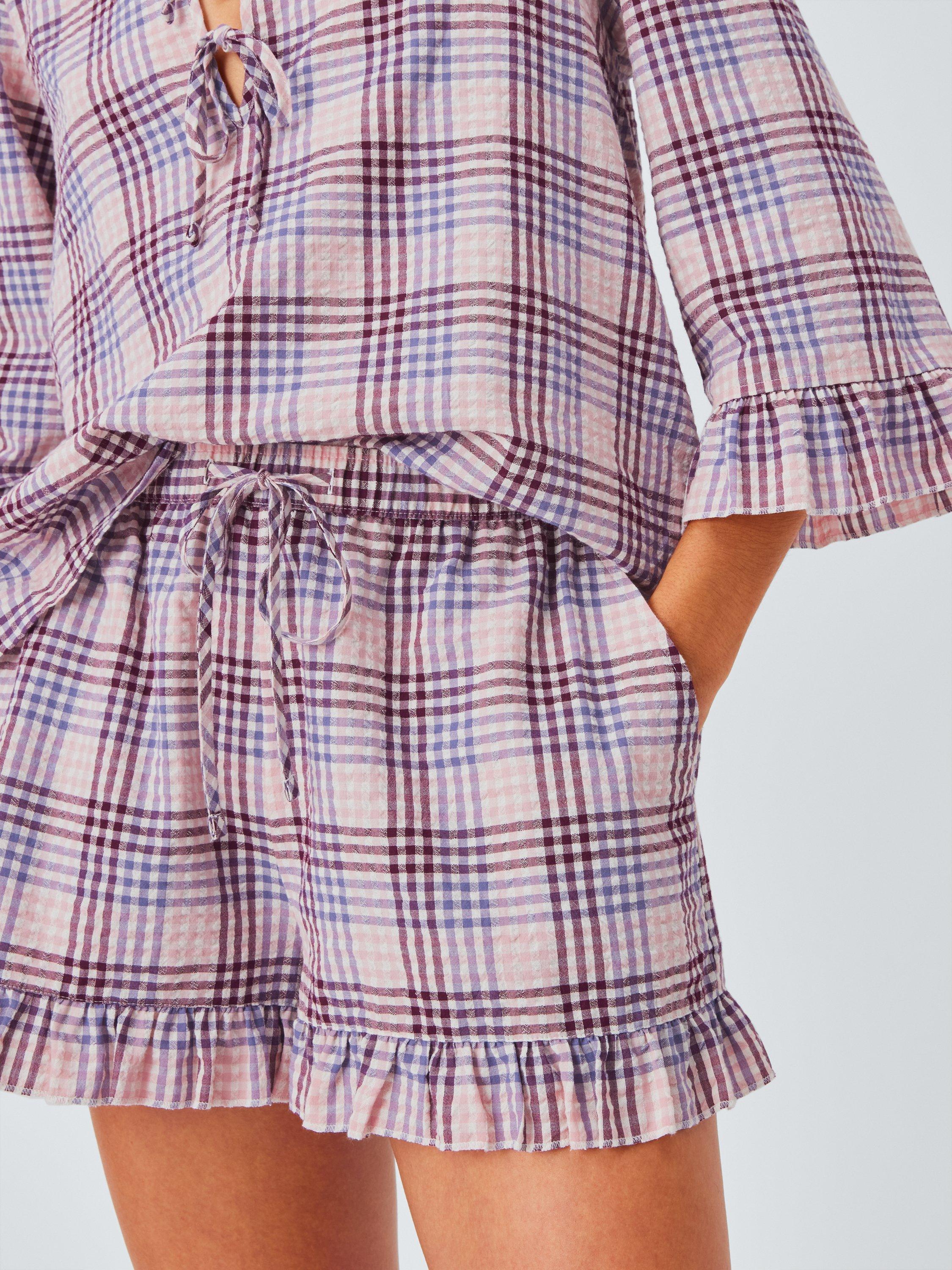 Product image 6 of 6, which shows John Lewis Gingham Frill Pyjama Shorts, Pink/Lilac, 8