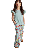 Polarn O. Pyret Kids' Poppy Print Wide Leg Trousers, Blue