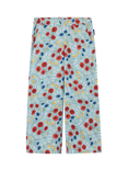 Polarn O. Pyret Kids' Poppy Print Wide Leg Trousers, Blue