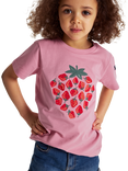 Polarn O. Pyret Kids' Organic Cotton Strawberry Print T-Shirt, Pink
