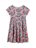 Polarn O. Pyret Kids' Organic Cotton Strawberry Print Dress, Pink