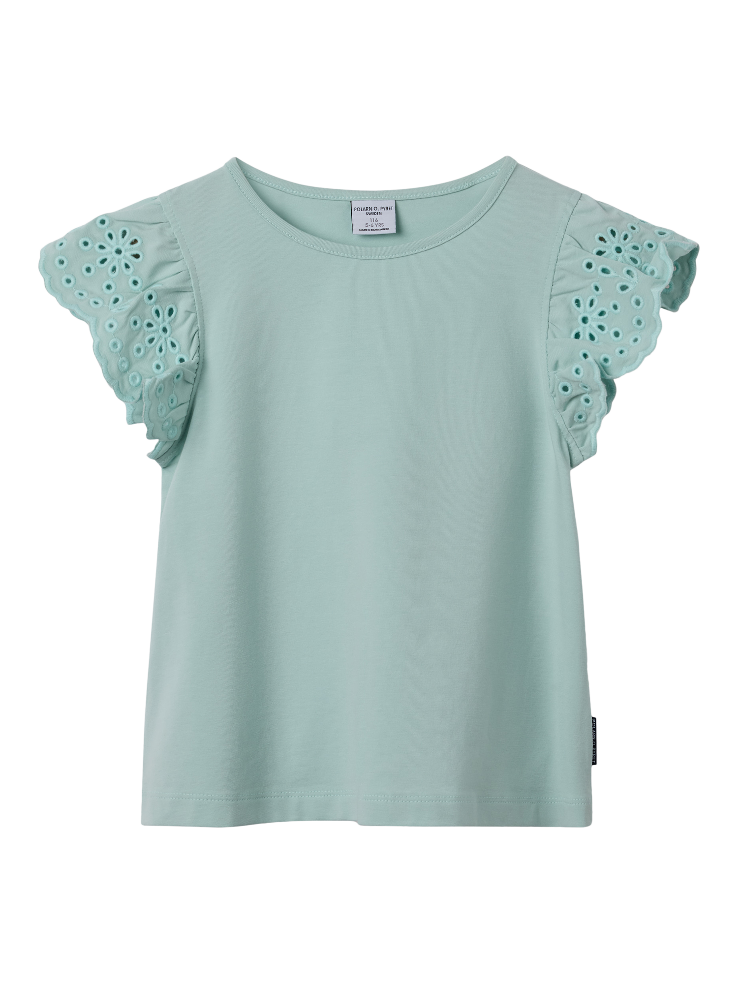 Product image 2 of 2, which shows Polarn O. Pyret Kids' Broderie Top, Blue, 18-24 months