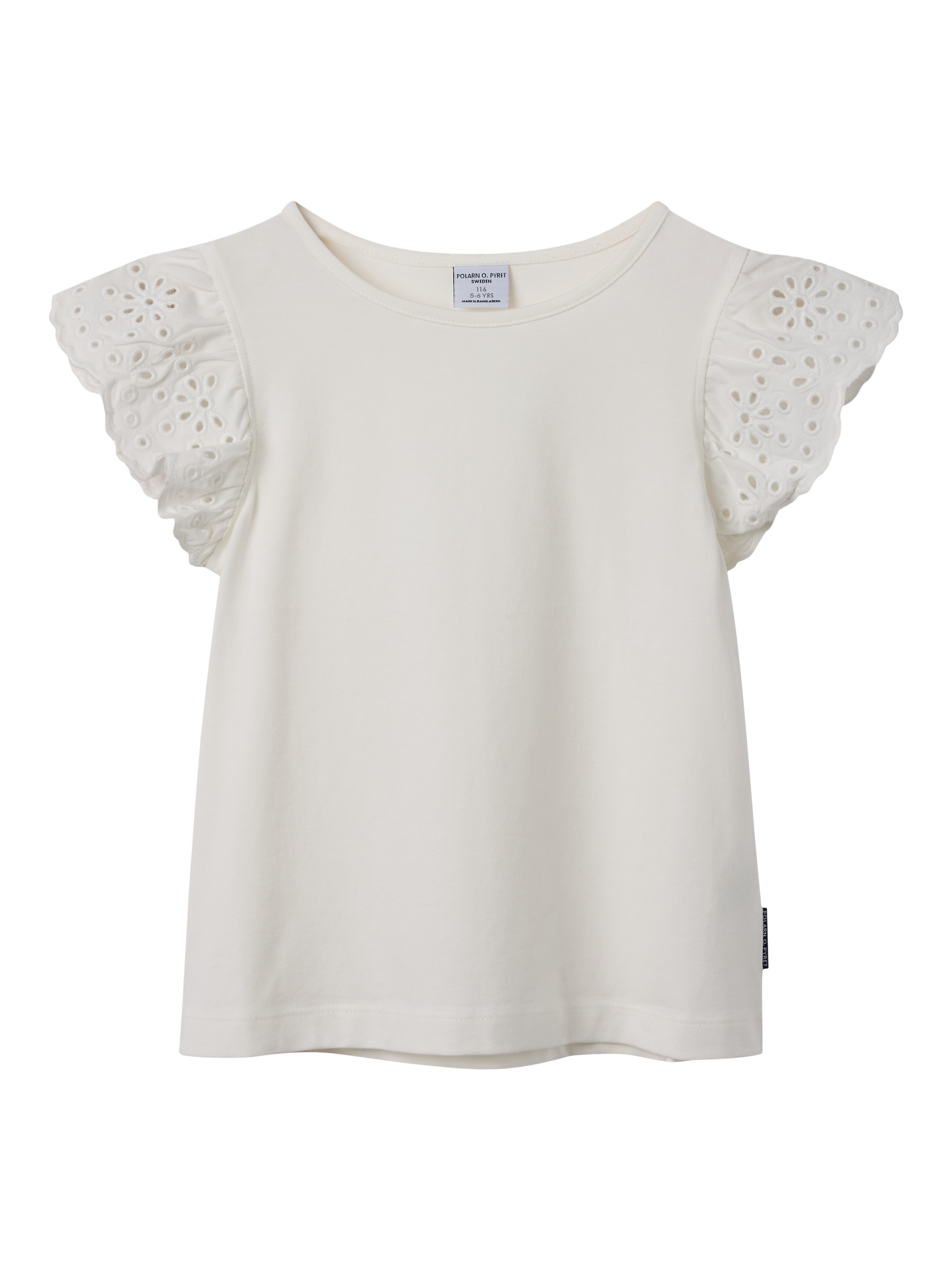Product image 2 of 2, which shows Polarn O. Pyret Kids' Broderie Top, White, 2-3 years