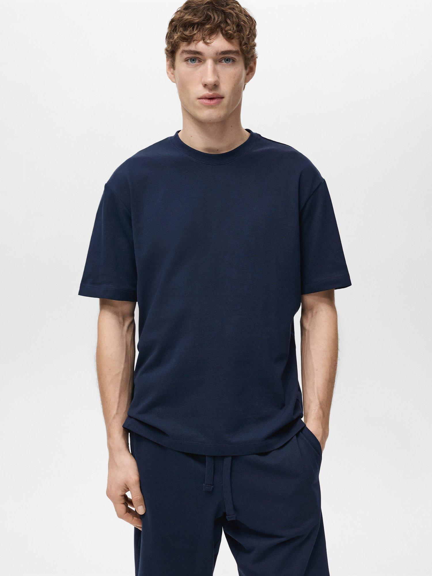 Product image 1 of 6, which shows Mango Tee & Bermuda Shorts Pyjama Set, Navy, S