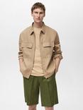 Mango Arturo Linen Shirt Jacket, Light Beige
