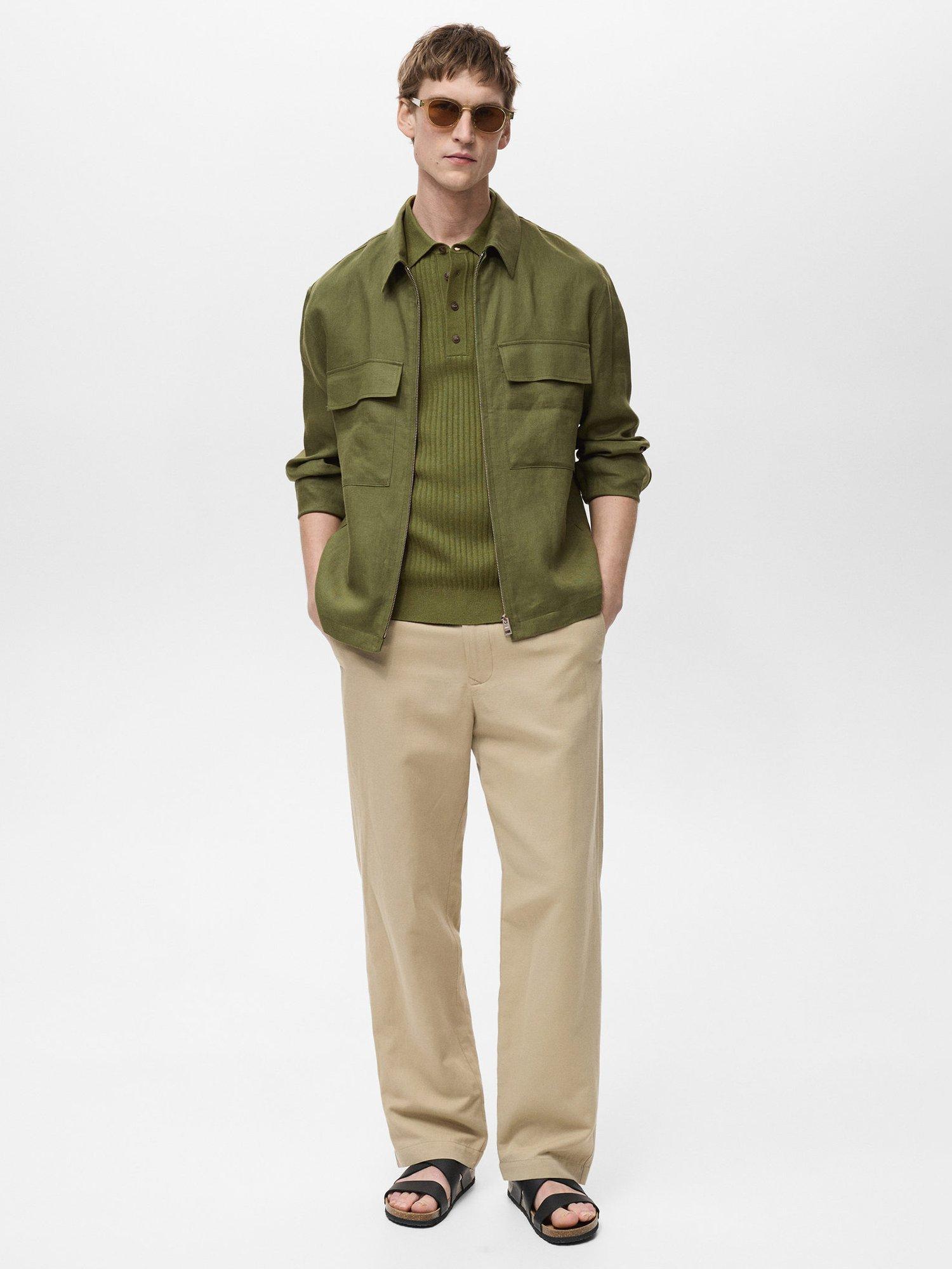 Product image 2 of 8, which shows Mango Arturo Linen Shirt Jacket, Green, S