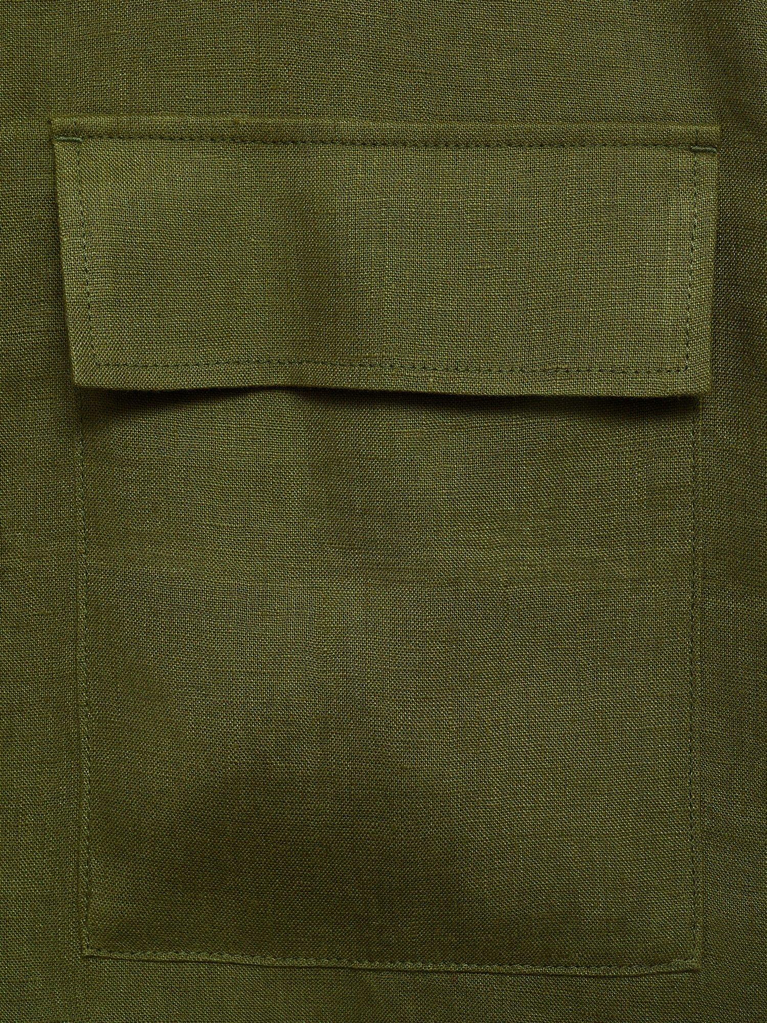Product image 5 of 8, which shows Mango Arturo Linen Shirt Jacket, Green, S