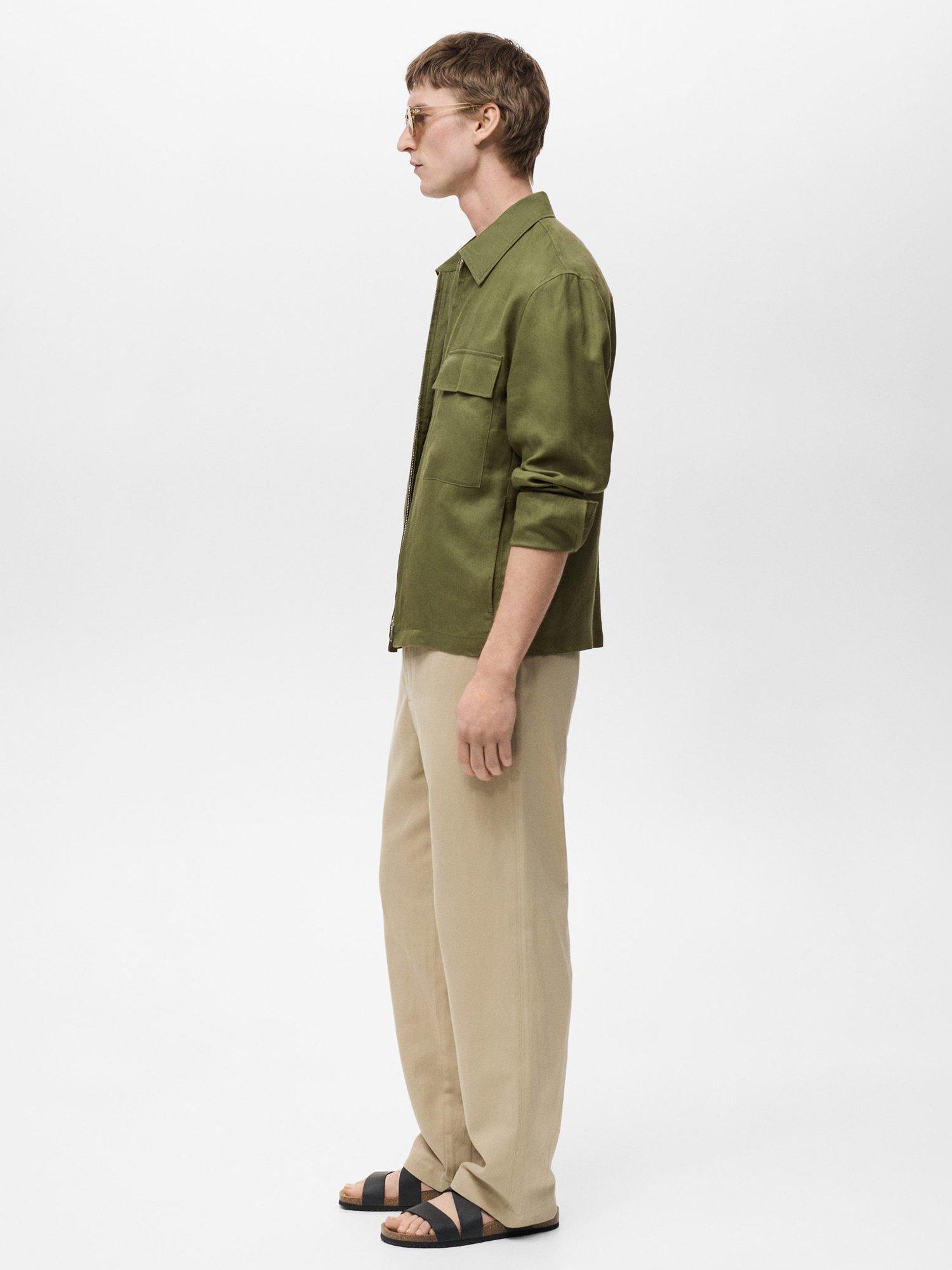 Product image 7 of 8, which shows Mango Arturo Linen Shirt Jacket, Green, S