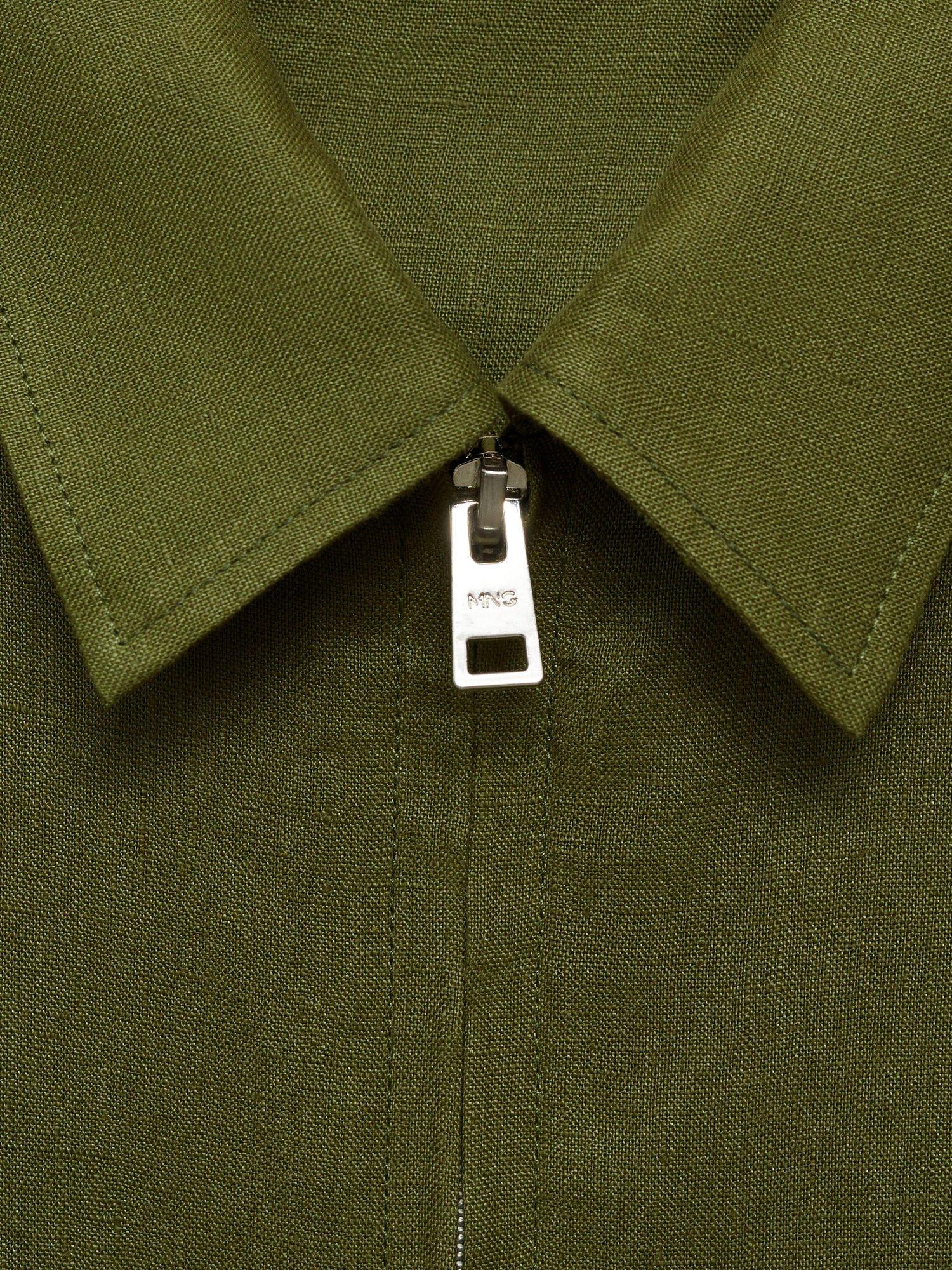 Product image 8 of 8, which shows Mango Arturo Linen Shirt Jacket, Green, S