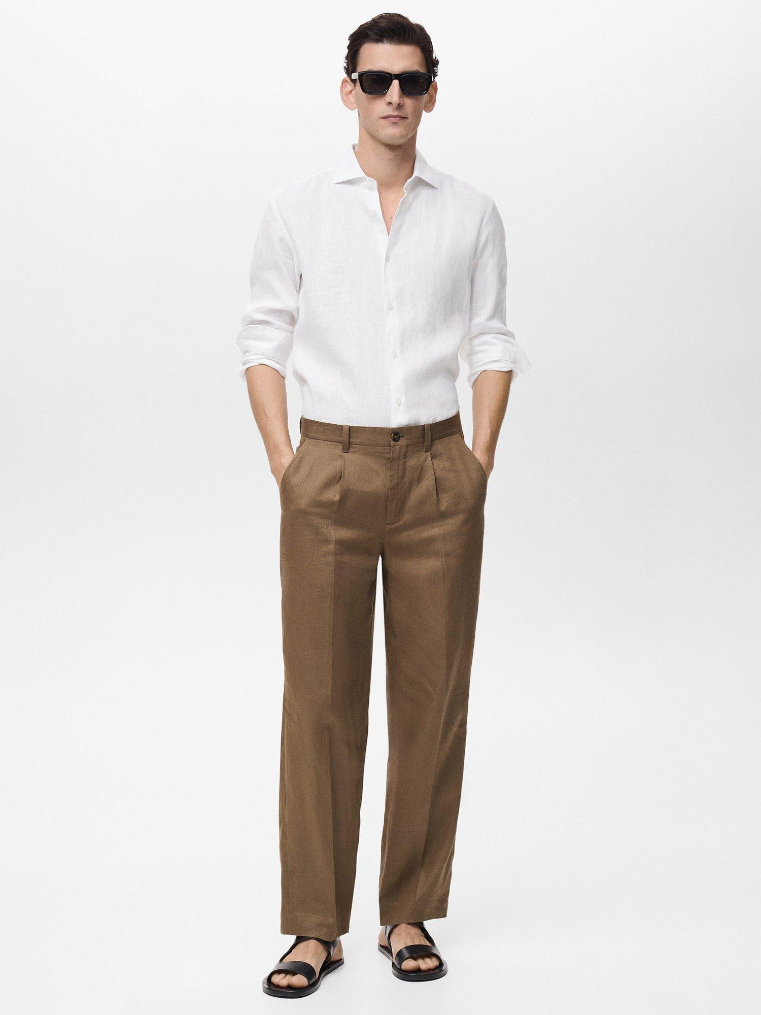 Product image 2 of 8, which shows Mango Tucan Linen Regular Fit Shirt, White, L