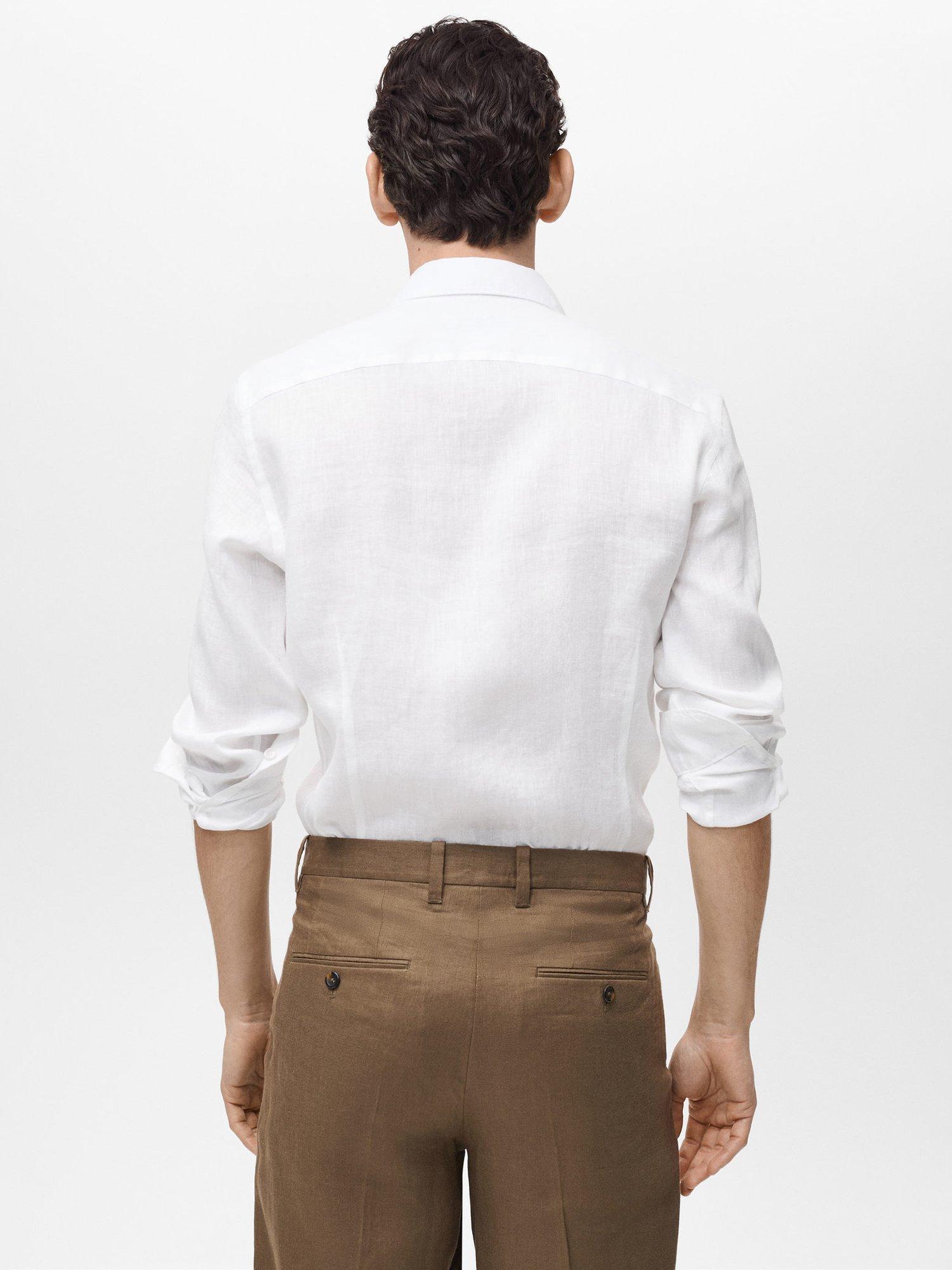 Product image 4 of 8, which shows Mango Tucan Linen Regular Fit Shirt, White, L