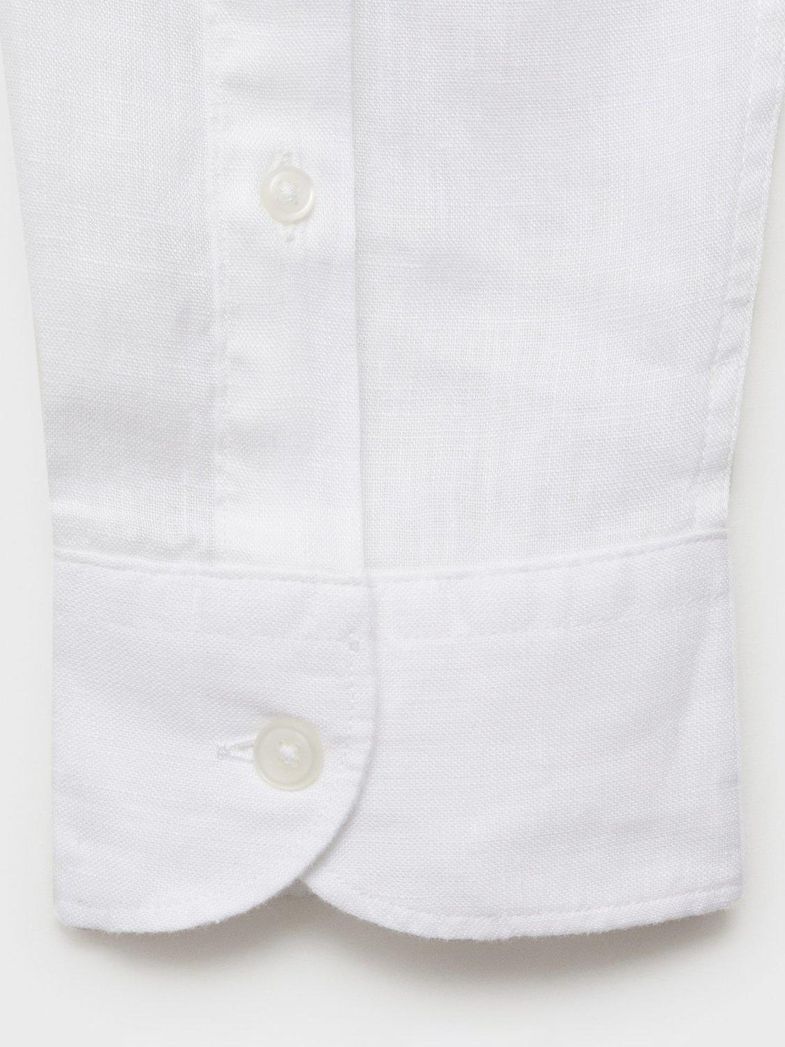 Product image 5 of 8, which shows Mango Tucan Linen Regular Fit Shirt, White, L