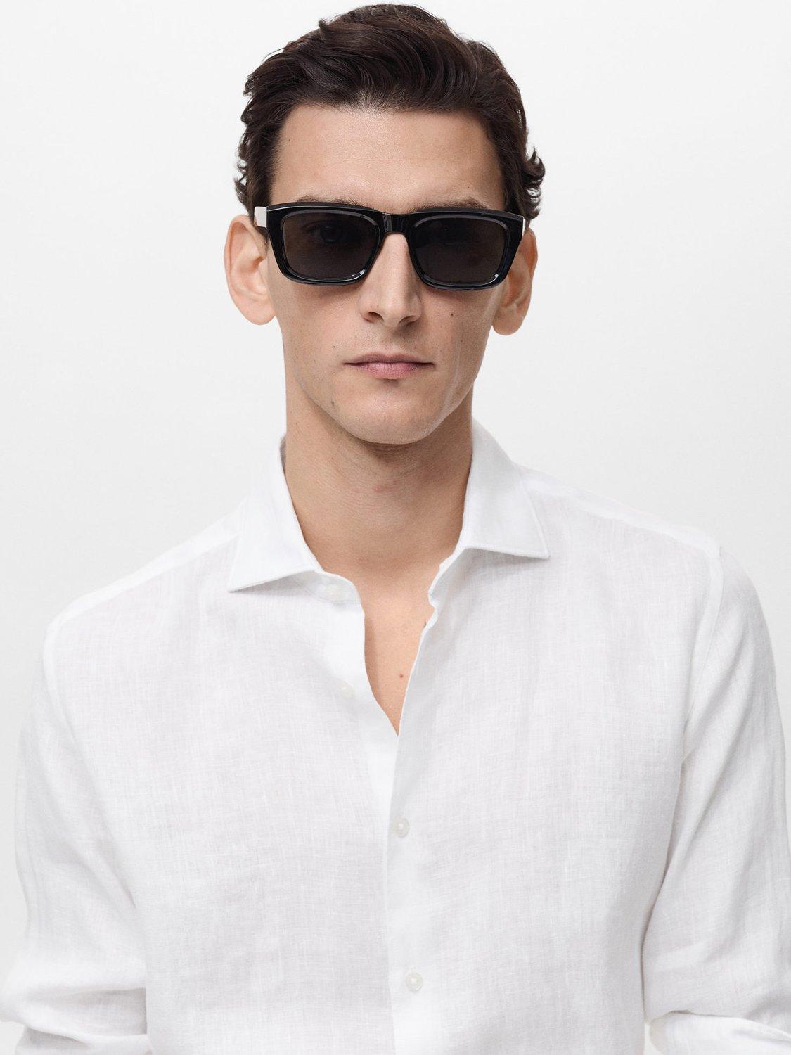 Product image 6 of 8, which shows Mango Tucan Linen Regular Fit Shirt, White, L